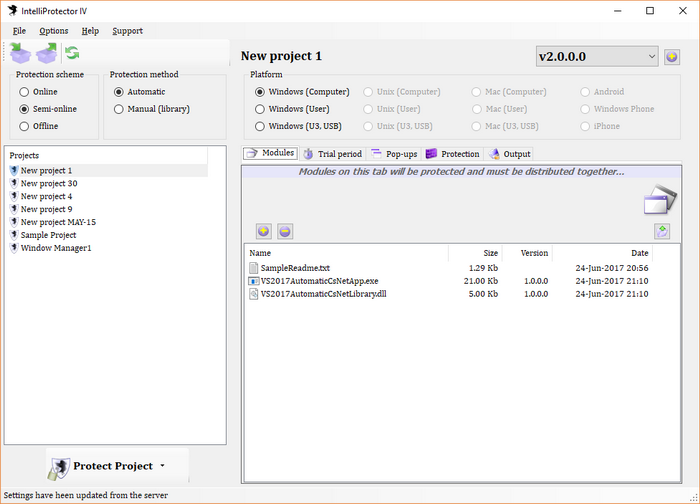 IntelliProtector Client screenshot