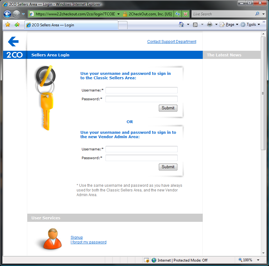 2CheckoutLogin