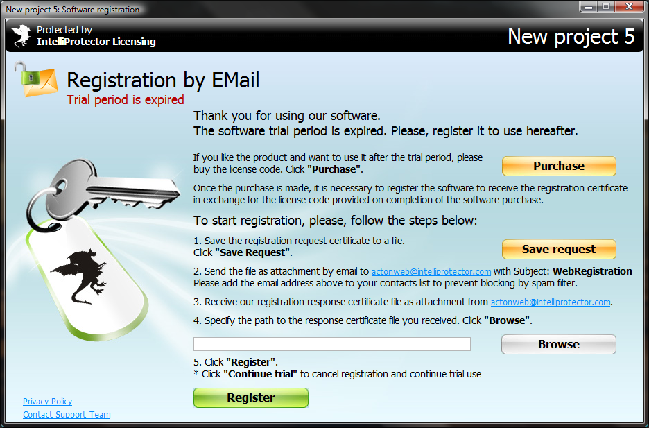 IntelliProtectorRegistrationByEmail