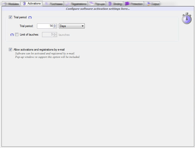 Activations Tab Page