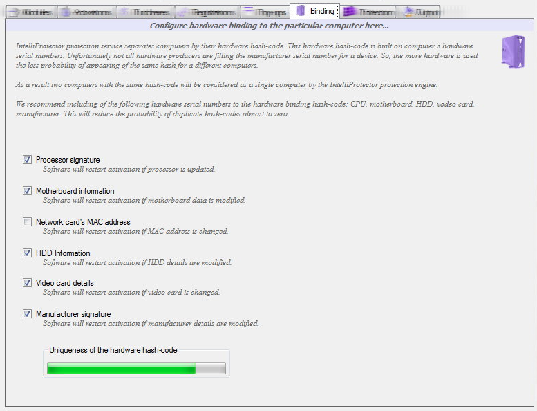 Activations Tab Page