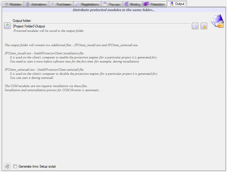Output Tab Page