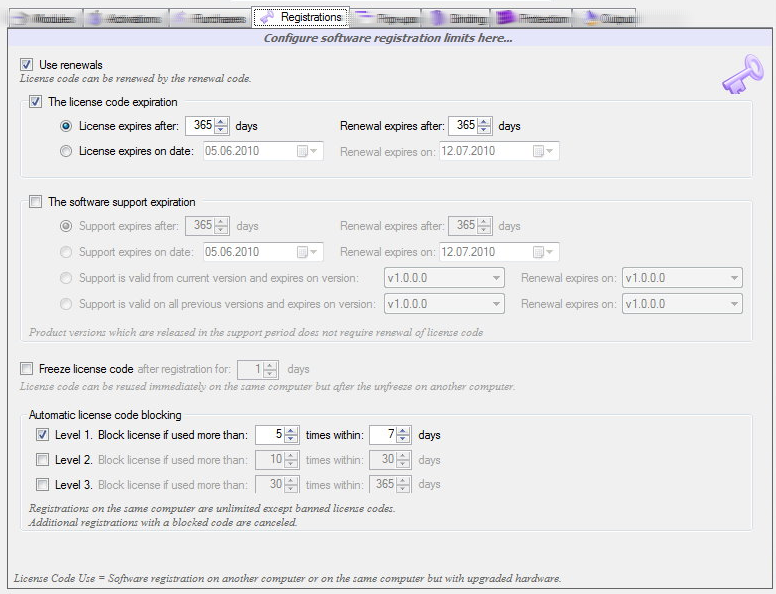 Registrations Tab Page