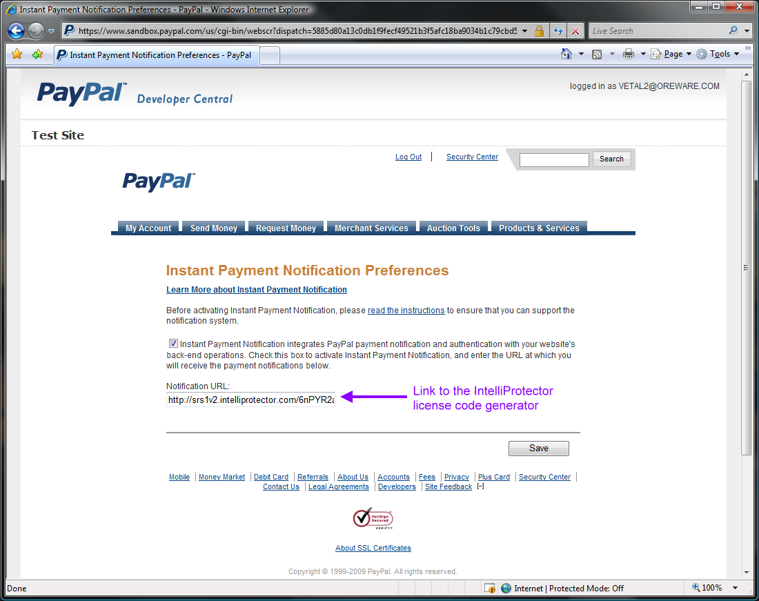 PayPal_SetInstantPaymentNotification