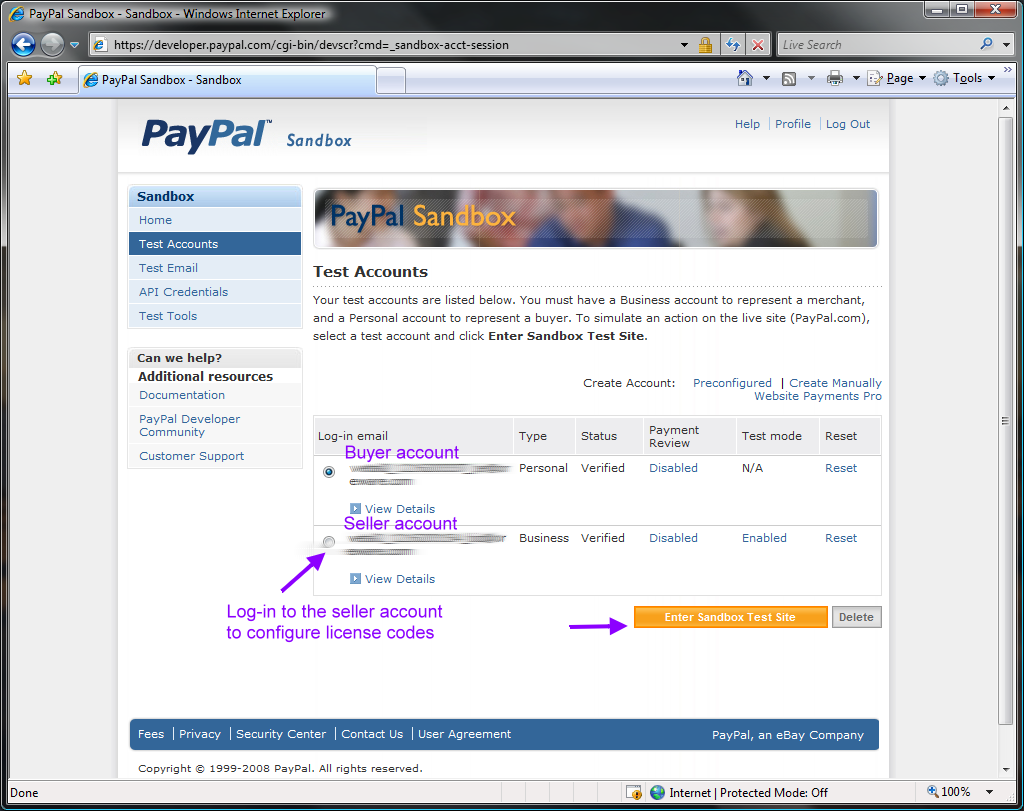 PayPalSandbox_2Accounts