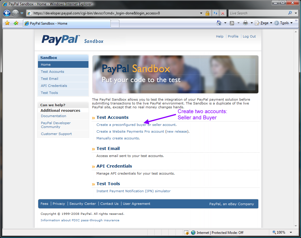 PayPalSandbox_Create2Accounts
