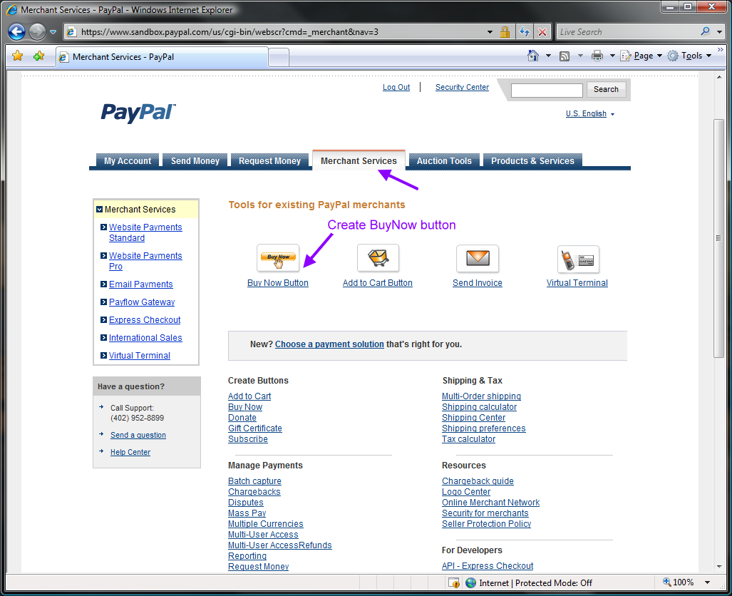 PayPalSandbox_SellerCreateBuyNow
