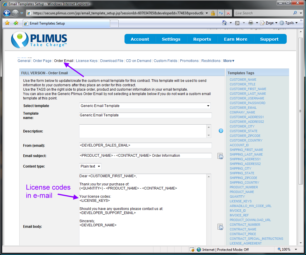 PlimusOrderEmail